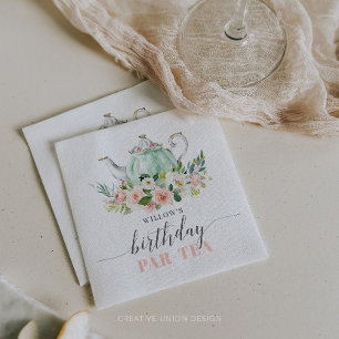 Personalised Girl Birthday Par-Tea Tea Party Napkin