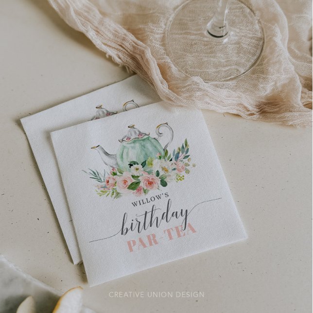 Personalised Girl Birthday Par-Tea Tea Party Napkin (Creator Uploaded)