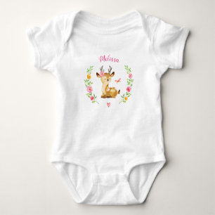 Personalised Girl Deer Woodland Baby Shower Gift Bodysuit