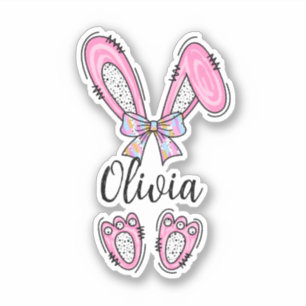 Personalised Girl Easter Bunny Sticker
