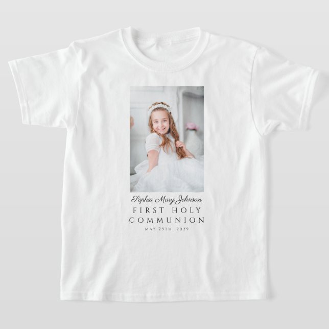 Personalised Girl First Holy Communion Photo T-Shirt (Laydown)