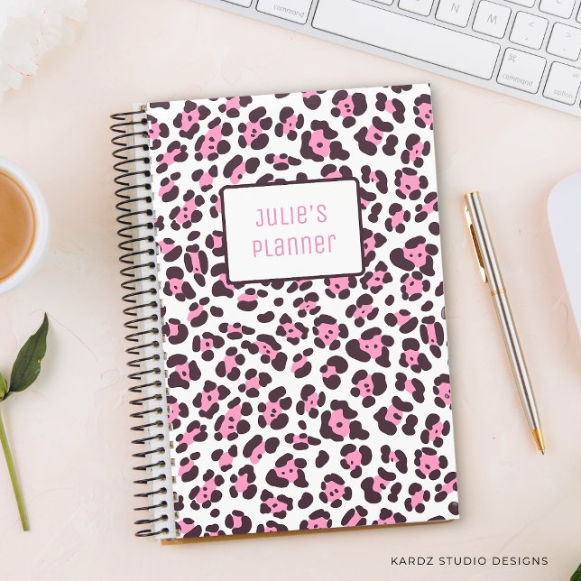 Personalised Girl Leopard Planner (Personalize this custom planner with your name.)