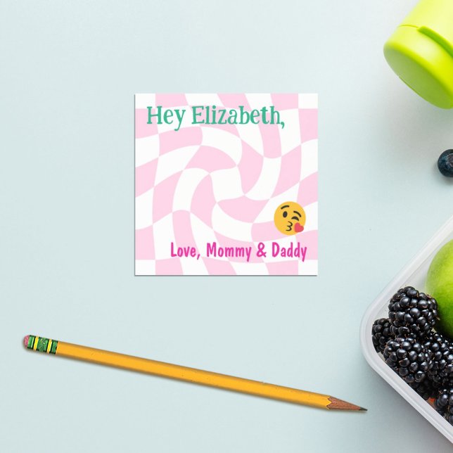 Personalised Girl Lunch Box Notes Retro Chequered (Creator Uploaded)