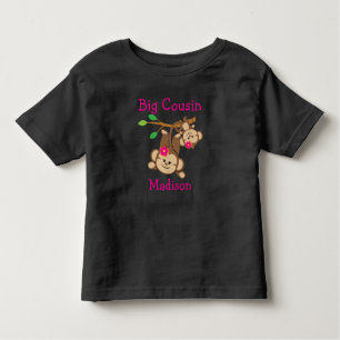 Personalised Girl Monkeys Big Cousin Toddler T-Shirt