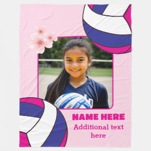 Personalised Girl Photo Volleyball Fleece Blanket