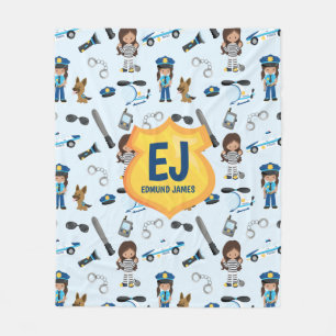 Personalised Girl Police Badge Name Fleece Blanket