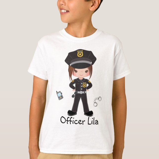 Personalised Girl Police Officer Law Enforcment T-Shirt (Front)