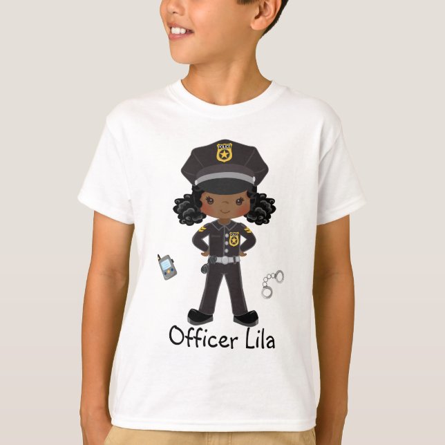 Personalised Girl Police Officer Law Enforcment  T T-Shirt (Front)