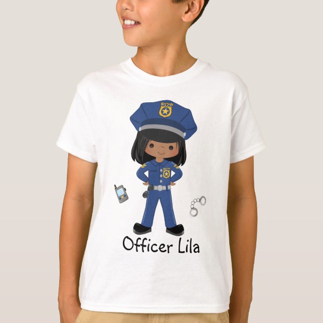 Personalised Girl Police Officer Law Enforcment T- T-Shirt (Front)