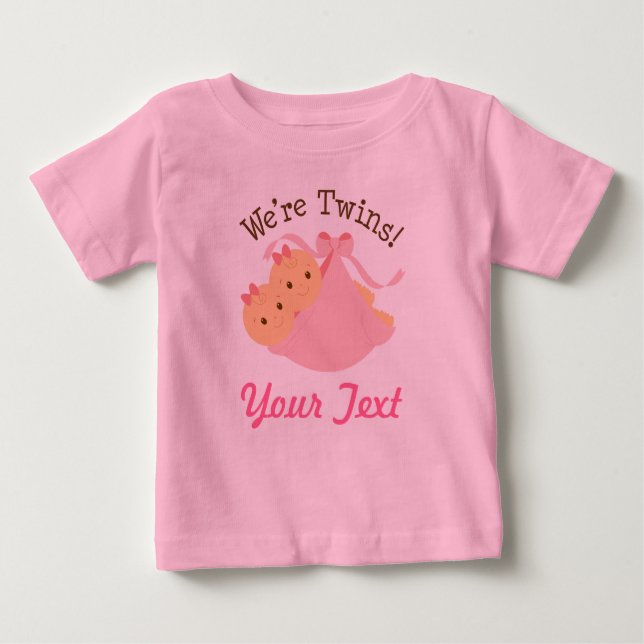 Personalised Girl Twins Baby T-Shirt (Front)