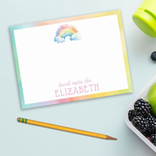 Personalised Girl Watercolor Rainbow Kids Lunch Post-it Notes