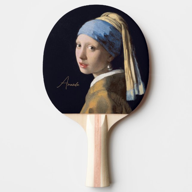 Personalised-Girl with a Pearl Earring-Vermeer Ping Pong Paddle (Front)