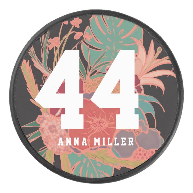 Personalised Girl Women's Hockey Player Team Gift Puck (Front)