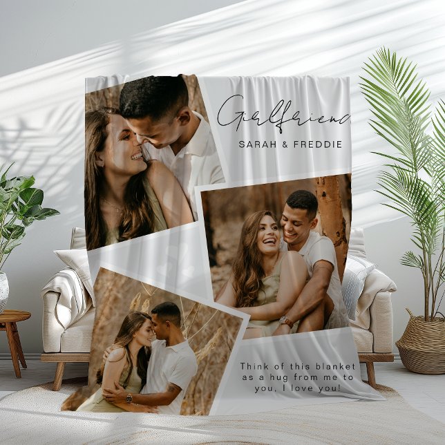Personalised Girlfriend 3 Photo Fleece Blanket (Creator Uploaded)