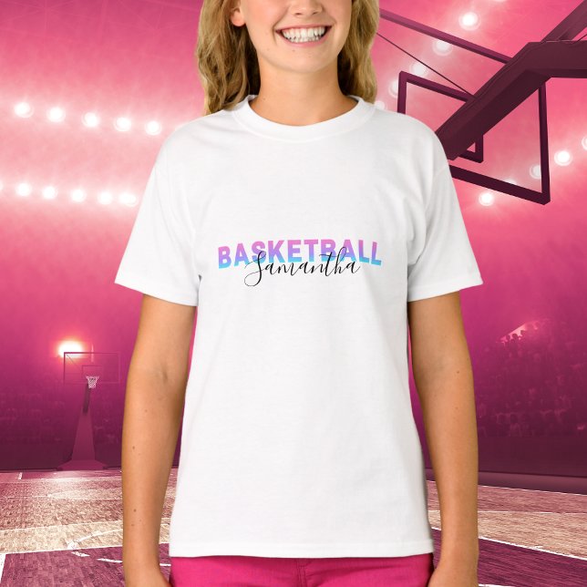Personalised Girls Basketball Add Custom Name Cute T-Shirt (Creator Uploaded)