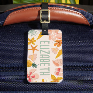 Personalised Girls Beach Trendy Sticker Luggage Tag