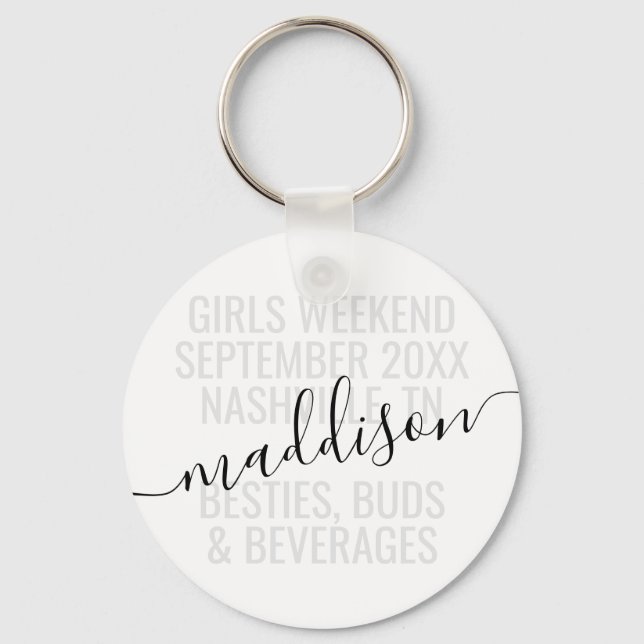 Personalised Girls Bestie Weekend Trip  Key Ring (Front)