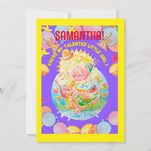 Personalised Girls Birthday Flat Holiday Card