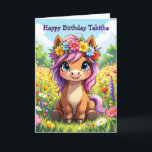 Personalised Girl's Birthday Pony Themed Card<br><div class="desc">An adorable pony covered in flowers girl's birthday card that you can personalise with her name,  Inside is a surprise colouring page. Pink,  purple and fun fairy tale style girl's birthday card.</div>