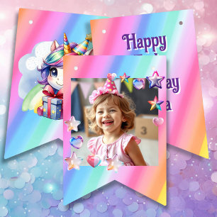 Personalised Girl's Birthday Unicorn Bunting