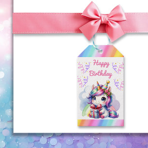 Personalised Girl's Birthday Unicorn Themed Gift Tags