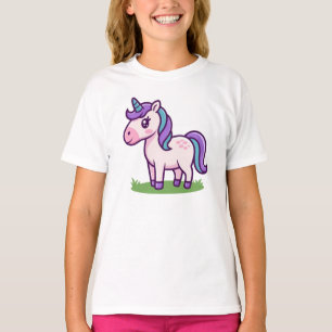 Personalised Girls Cute Unicorn Horse Kids T-Shirt