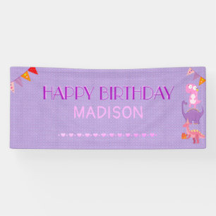 Personalised Girls Dinosaur Birthday Banner