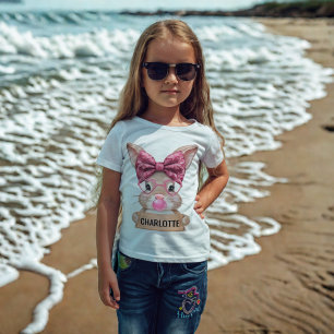 Personalised Girls Easter Bunny T-Shirt with Name