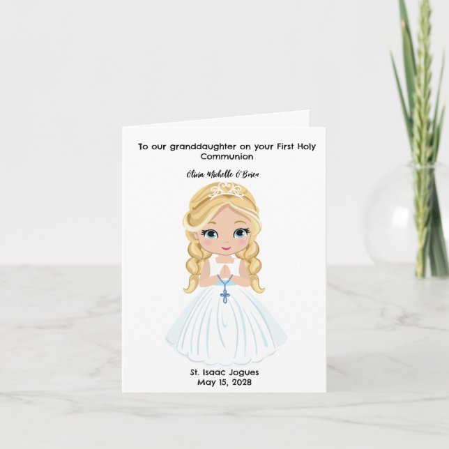 Personalised Girls First Holy Communion  Card (Front)