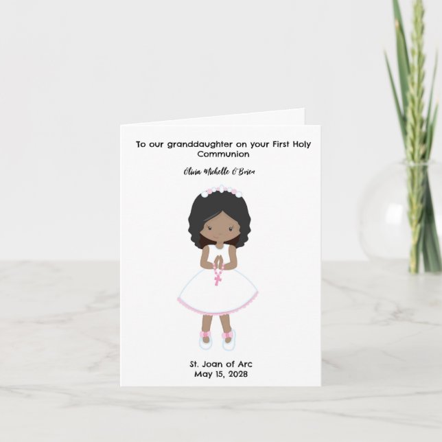 Personalised Girls First Holy Communion  Card (Front)