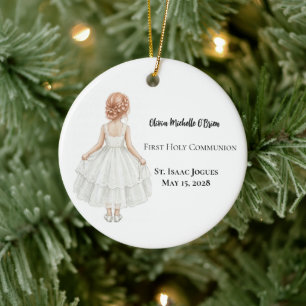Personalised Girls First Holy Communion  Ceramic Tree Decoration