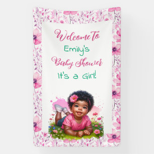 Personalised Girl's Floral Baby Shower Welcome Banner