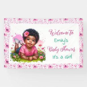 Personalised Girl's Floral Baby Shower Welcome Banner