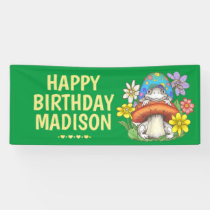 Personalised Girls Frog Birthday Banner