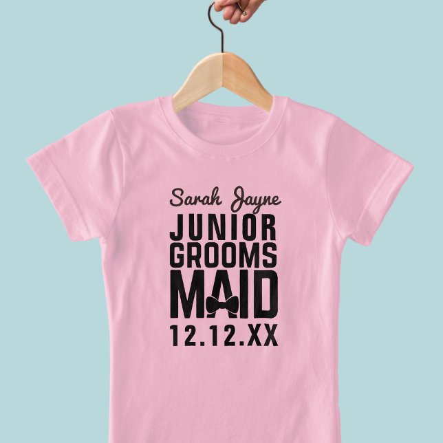 Personalised Girls Junior Groomsmaid T-Shirt (Just add your Junior Groomsmaid name and your wedding date to this cute t-shirt. Lot's of sizes!)