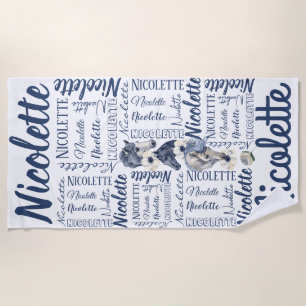 Personalised girls long name with horses beach towel