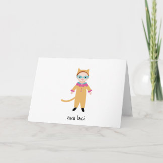 Personalised Girls Note Card-Catgirl/Cat Costume Card