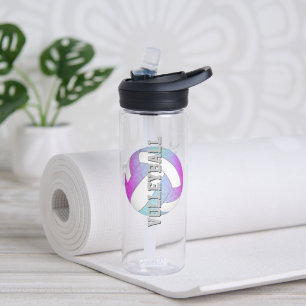 personalised girls pink purple blue volleyball water bottle