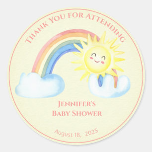 Personalised Girls Rainbow Sunshine Classic Round Sticker