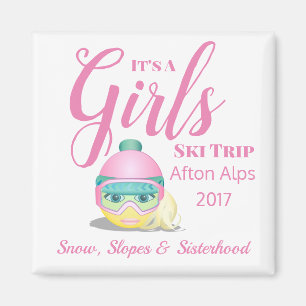Personalised Girls Ski Trip Memento Magnet