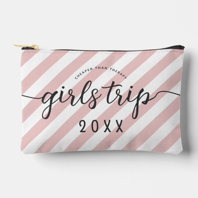 Personalised Girls Trip Cheaper Than Therapy Accessory Pouch (Front)