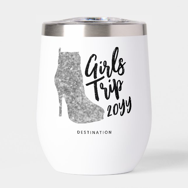 Personalised Girls Trip Disco Mirror Silver Boots (Front)