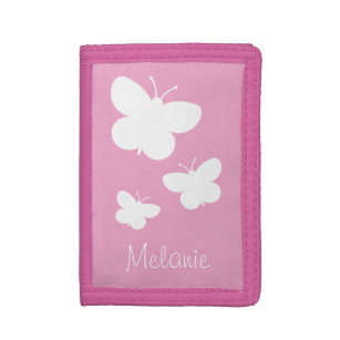 Personalised girl's wallet with cute butterflies