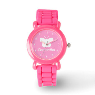 Personalised girl's watch   butterfly silhouette