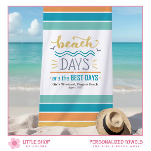 Personalised Girls Weekend Beach Days Towel