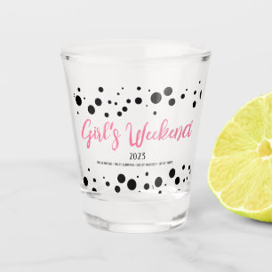Personalised Girl's Weekend Pink Dotted Shot Glass