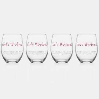 Personalised Girls Weekend Stemless Wine Glass Set