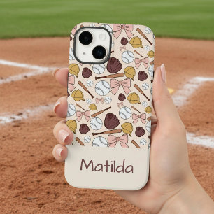 Personalised Girly Baseball Bow Pattern Phone Case