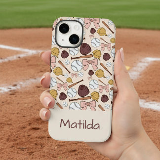 Personalised Girly Baseball Bow Pattern Phone Case