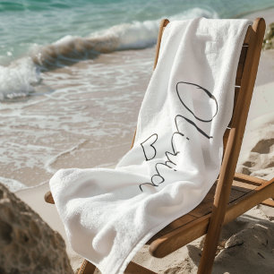 Personalised Girly Beach Towel with Name & Heart 